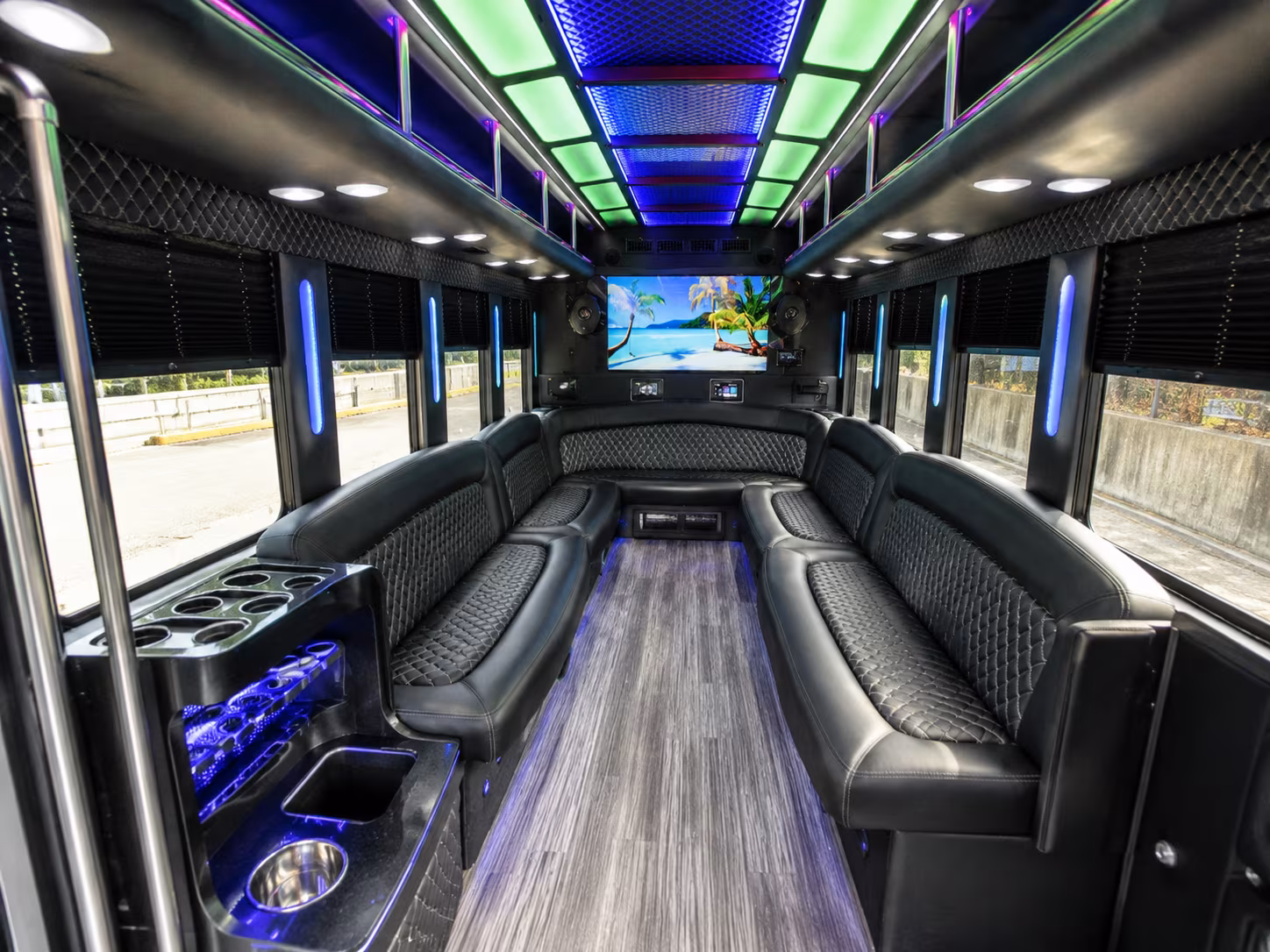 kalamazoo 18 passenger party bus inside