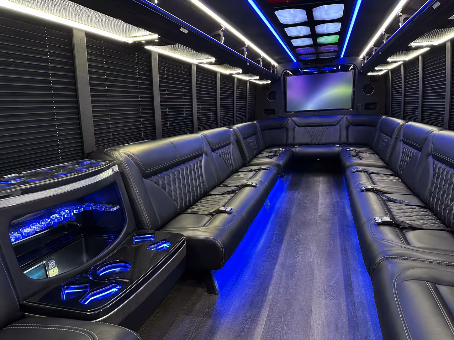 kalamazoo 20 passenger party bus inside