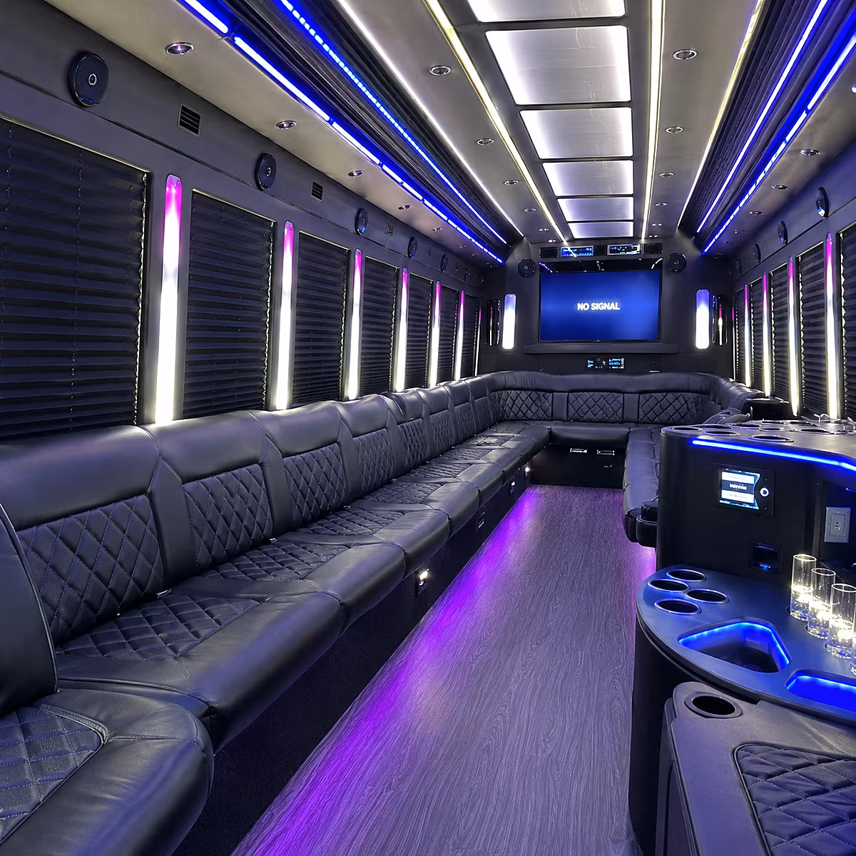 kalamazoo 30 passenger party bus inside