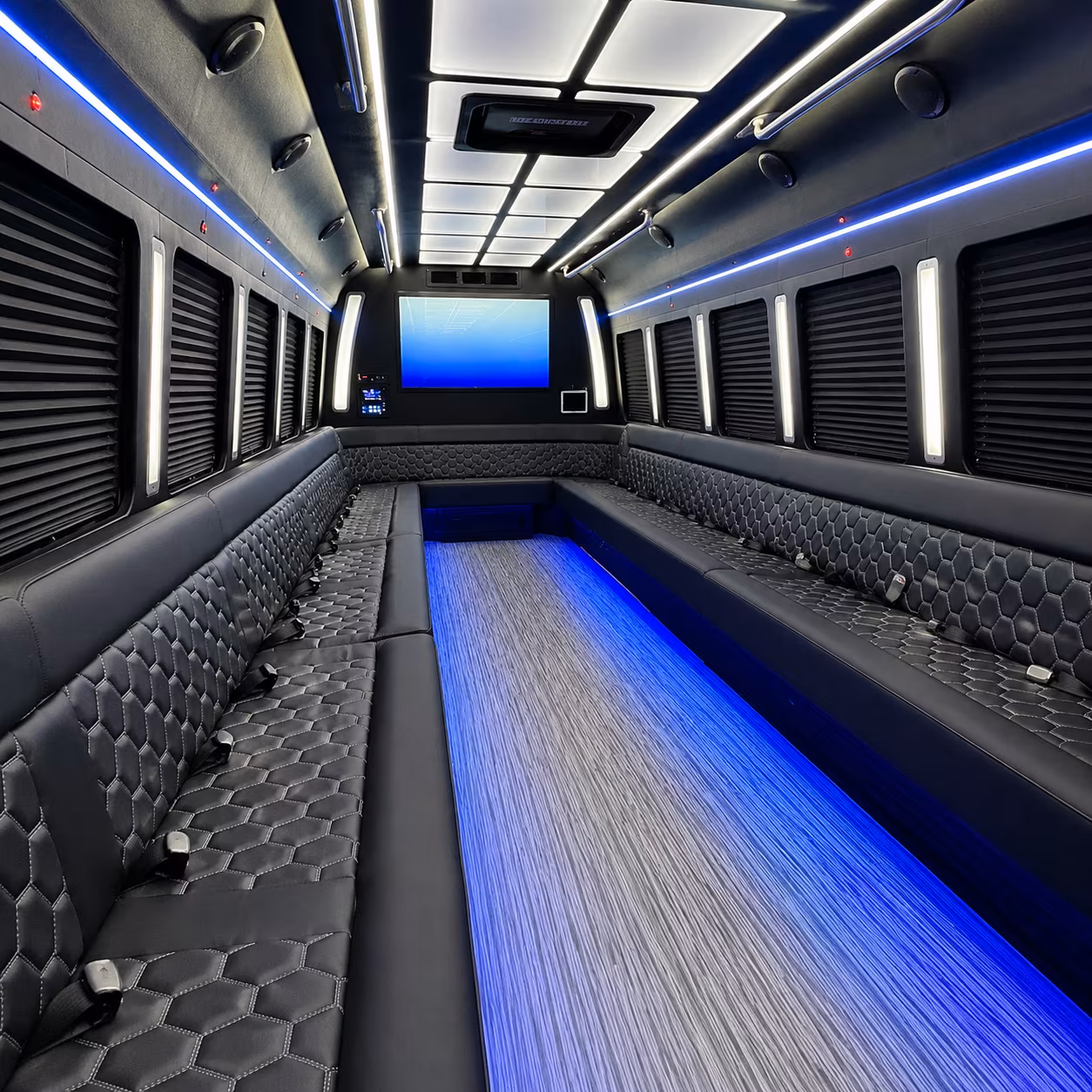 kalamazoo 50 passenger party bus inside
