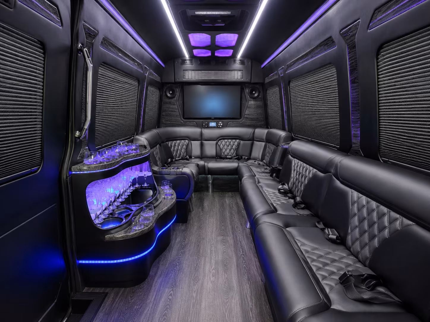 kalamazoo 50 passenger party bus interior